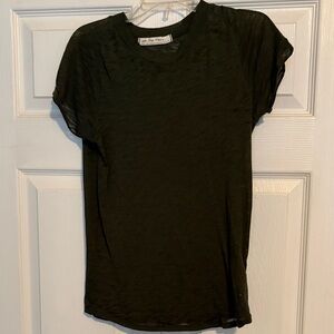 We The Free Olive Sheer Short Sleeve Top